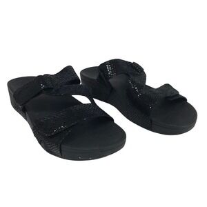 Vionic Kyla Black Snake Embossed Slide Sandals Women's Size 11